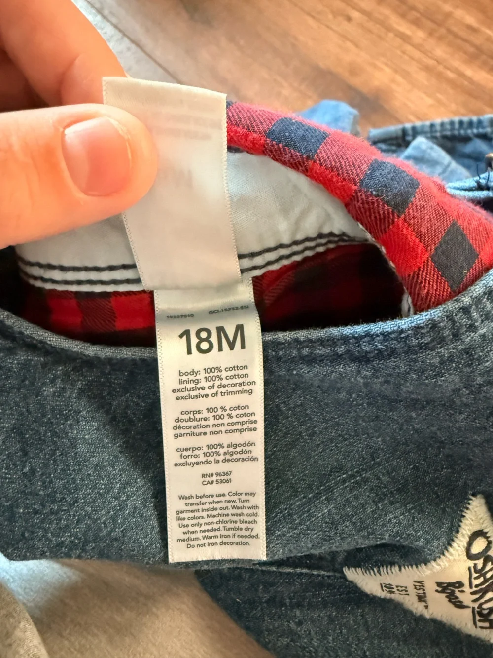 Vintage OshKosh B’gosh Overalls Set 18M Buffalo Plaid 80s 90s